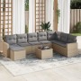 9-teiliges Gartensofa-Set mit beigen synthetischen Rattankissen von , Gartensets - Ref: Foro24-3219359, Preis: 519,37 €, Raba...