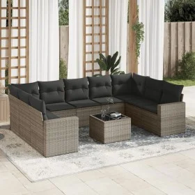 10-piece garden sofa set with gray synthetic rattan cushions by , Garden sets - Ref: Foro24-3219400, Price: 586,80 €, Discoun...
