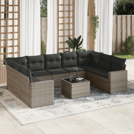 10-teiliges Gartensofa-Set mit grauen synthetischen Rattankissen von , Gartensets - Ref: Foro24-3219400, Preis: 577,40 €, Rab...