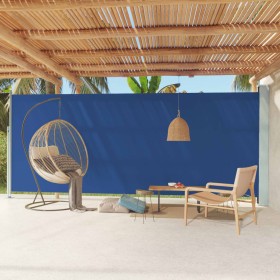 Toldo lateral retráctil para patio azul 220x600 cm