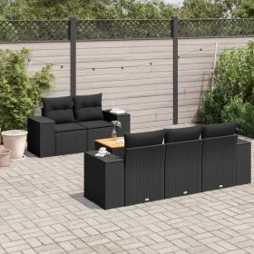 6-piece garden sofa set and black synthetic rattan cushions by , Garden sets - Ref: Foro24-3257658, Price: 458,60 €, Discount: %