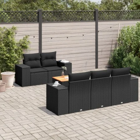 6-piece garden sofa set and black synthetic rattan cushions by , Garden sets - Ref: Foro24-3257658, Price: 458,93 €, Discount: %