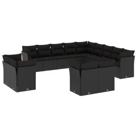 Gartensofa- und Kissenset 13-teilig aus schwarzem synthetischem Rattan von , Gartensets - Ref: Foro24-3250384, Preis: 915,63 ...