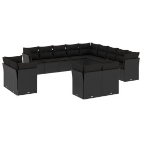 Set de sofás de jardín y cojines 13 pzas ratán sintético negro de , Conjuntos de jardín - Ref: Foro24-3250384, Precio: 951,19...