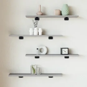 Wall shelves 4 pcs Sonoma gray engineered wood 60x10x1.5 cm by , Shelves and shelves - Ref: Foro24-838227, Price: 20,01 €, Di...