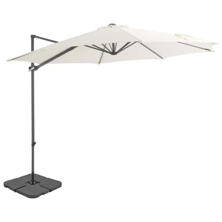 Garden umbrella with portable sand-colored base by vidaXL, Umbrellas - Ref: Foro24-276339, Price: 168,87 €, Discount: %