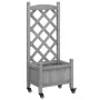 Planter with trellis and wheels solid gray fir wood by , Pots and planters - Ref: Foro24-3207645, Price: 53,46 €, Discount: %