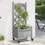 Planter with trellis and wheels solid gray fir wood by , Pots and planters - Ref: Foro24-3207645, Price: 53,46 €, Discount: %