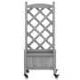 Planter with trellis and wheels solid gray fir wood by , Pots and planters - Ref: Foro24-3207645, Price: 53,46 €, Discount: %