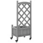Planter with trellis and wheels solid gray fir wood by , Pots and planters - Ref: Foro24-3207645, Price: 53,46 €, Discount: %