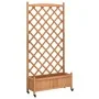 Planter with trellis and wheels solid brown fir wood by , Pots and planters - Ref: Foro24-3207653, Price: 172,17 €, Discount: %