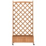 Planter with trellis and wheels solid brown fir wood by , Pots and planters - Ref: Foro24-3207653, Price: 168,61 €, Discount: %