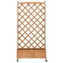 Planter with trellis and wheels solid brown fir wood by , Pots and planters - Ref: Foro24-3207653, Price: 172,17 €, Discount: %