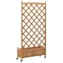 Planter with trellis and wheels solid brown fir wood by , Pots and planters - Ref: Foro24-3207653, Price: 172,17 €, Discount: %
