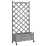 Planter with trellis and wheels solid gray fir wood by , Pots and planters - Ref: Foro24-3207651, Price: 97,32 €, Discount: %