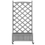 Planter with trellis and wheels solid gray fir wood by , Pots and planters - Ref: Foro24-3207651, Price: 97,32 €, Discount: %