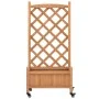 Planter with trellis and wheels solid brown fir wood by , Pots and planters - Ref: Foro24-3207647, Price: 84,74 €, Discount: %