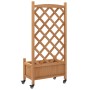 Planter with trellis and wheels solid brown fir wood by , Pots and planters - Ref: Foro24-3207647, Price: 84,95 €, Discount: %