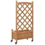 Planter with trellis and wheels solid brown fir wood by , Pots and planters - Ref: Foro24-3207647, Price: 84,74 €, Discount: %