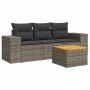 Set de sofás de jardín 4 pzas y cojines ratán sintético gris de , Conjuntos de jardín - Ref: Foro24-3225318, Precio: 247,55 €