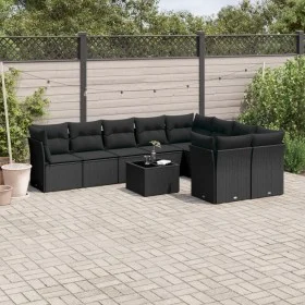 Garden sofa set 10 pieces with black synthetic rattan cushions by , Garden sets - Ref: Foro24-3218175, Price: 619,37 €, Disco...