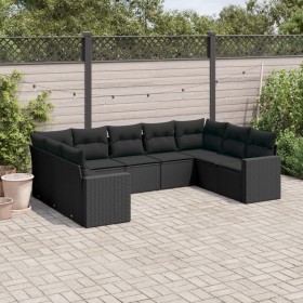 8-piece garden sofa set and black synthetic rattan cushions by , Garden sets - Ref: Foro24-3219385, Price: 565,60 €, Discount: %