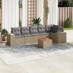 7-piece garden sofa set and beige synthetic rattan cushions by , Garden sets - Ref: Foro24-3225457, Price: 456,05 €, Discount: %