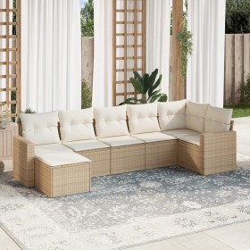 7-piece garden sofa set and beige synthetic rattan cushions by , Garden sets - Ref: Foro24-3219268, Price: 449,55 €, Discount: %