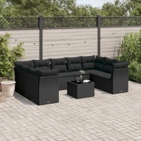 Garden sofa set 10 pieces with black synthetic rattan cushions by , Garden sets - Ref: Foro24-3218135, Price: 619,37 €, Disco...