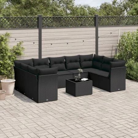 Garden sofa set 10 pieces with black synthetic rattan cushions by , Garden sets - Ref: Foro24-3218135, Price: 619,37 €, Disco...