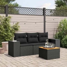 4-piece garden sofa set with black synthetic rattan cushions by , Garden sets - Ref: Foro24-3225313, Price: 303,02 €, Discoun...