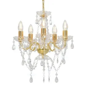 Runder goldener Kristallperlen-Kronleuchter mit 5 x E14-Beleuchtung von vidaXL, Lampen - Ref: Foro24-281602, Preis: 63,02 €, ...