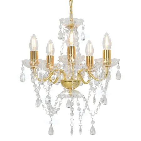 Lámpara de araña con cuentas de cristal dorado redonda 5 x E14 de vidaXL, Lámparas - Ref: Foro24-281602, Precio: 63,02 €, Des...