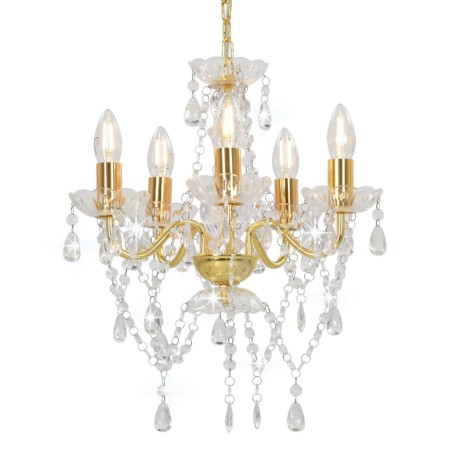 Round Gold Crystal Beaded Chandelier Lighting 5 x E14 by vidaXL, Lamps - Ref: Foro24-281602, Price: 63,98 €, Discount: %