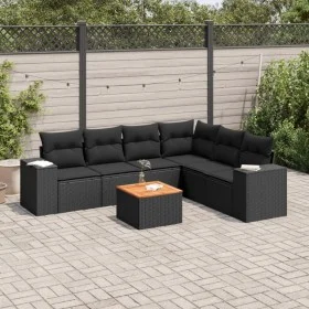 7-piece garden dining set and black synthetic rattan cushions by , Garden sets - Ref: Foro24-3225460, Price: 501,71 €, Discou...