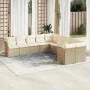 Gartensofa-Set mit beigen Kissen, 10-teilig, synthetisches Rattan von , Gartensets - Ref: Foro24-3218238, Preis: 668,05 €, Ra...