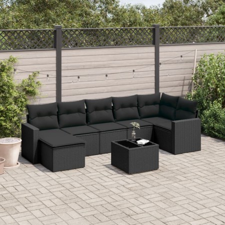 8-teiliges Gartensofa-Set und schwarze synthetische Rattankissen von , Gartensets - Ref: Foro24-3219275, Preis: 481,64 €, Rab...