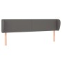 Cabecero de cuero sintético gris 163x23x78/88 cm