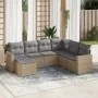 7-piece garden sofa set and beige synthetic rattan cushions by , Garden sets - Ref: Foro24-3219289, Price: 428,30 €, Discount: %