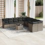 Set de sofás de jardín 11 pzas y cojines ratán sintético gris de , Conjuntos de jardín - Ref: Foro24-3218250, Precio: 614,91 €