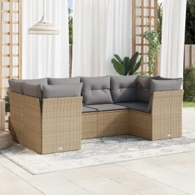 Gartensofa-Set mit Kissen, 6-teilig, beiges synthetisches Rattan von , Gartensets - Ref: Foro24-3218109, Preis: 370,13 €, Rab...
