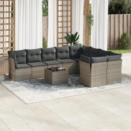 10-piece garden sofa set with gray synthetic rattan cushions by , Garden sets - Ref: Foro24-3218180, Price: 579,18 €, Discoun...