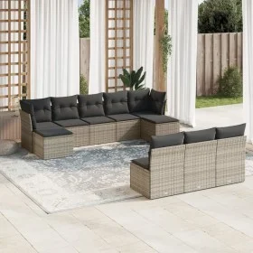 10-piece garden sofa set with gray synthetic rattan cushions by , Garden sets - Ref: Foro24-3218290, Price: 526,02 €, Discoun...