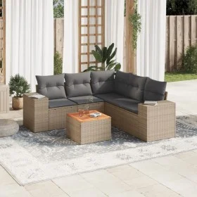 Garden sofa set with cushions 6 pieces beige synthetic rattan by , Garden sets - Ref: Foro24-3225443, Price: 396,08 €, Discou...