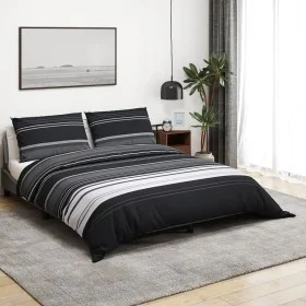 Schwarz-weißes Bettbezug-Set aus Baumwolle, 225 x 220 cm von , Bettbezüge - Ref: Foro24-136505, Preis: 29,73 €, Rabatt: %