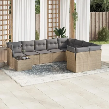 Garden sofa set with beige cushions 10 pieces synthetic rattan by , Garden sets - Ref: Foro24-3218189, Price: 582,76 €, Disco...