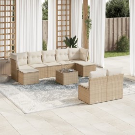 Gartensofa-Set mit beigen Kissen, 10-teilig, synthetisches Rattan von , Gartensets - Ref: Foro24-3218278, Preis: 572,08 €, Ra...