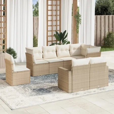 Garden sofa set with beige cushions 8 pcs PE rattan by , Garden sets - Ref: Foro24-3219228, Price: 586,55 €, Discount: %