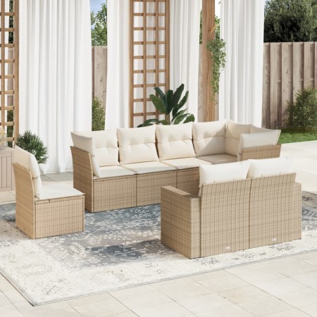 Gartensofa-Set mit beigen Kissen 8 Stück PE-Rattan von , Gartensets - Ref: Foro24-3219228, Preis: 564,26 €, Rabatt: %