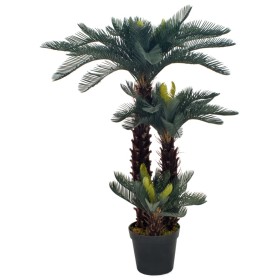 Planta artificial palmera cica con macetero 125 cm verde